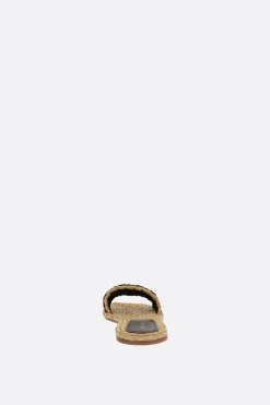 Women PALOMA BARCELO' Molly flat sandals in crochet satin and raffia