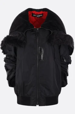 Women JUNYA WATANABE nylon and faux fur oversize bomber jacket