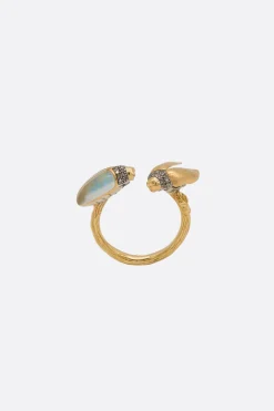 Women BIBI VAN DER VELDEN Opal Scarab Floaty ring in 18k