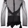 Women YOHJI YAMAMOTO organza shirt with ruffles