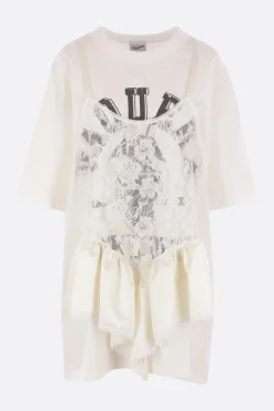 Women VAQUERA oversized cotton t-shirt with layered top