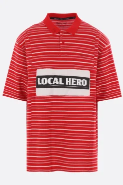 MARTINE ROSE oversized polo shirt in striped piquet