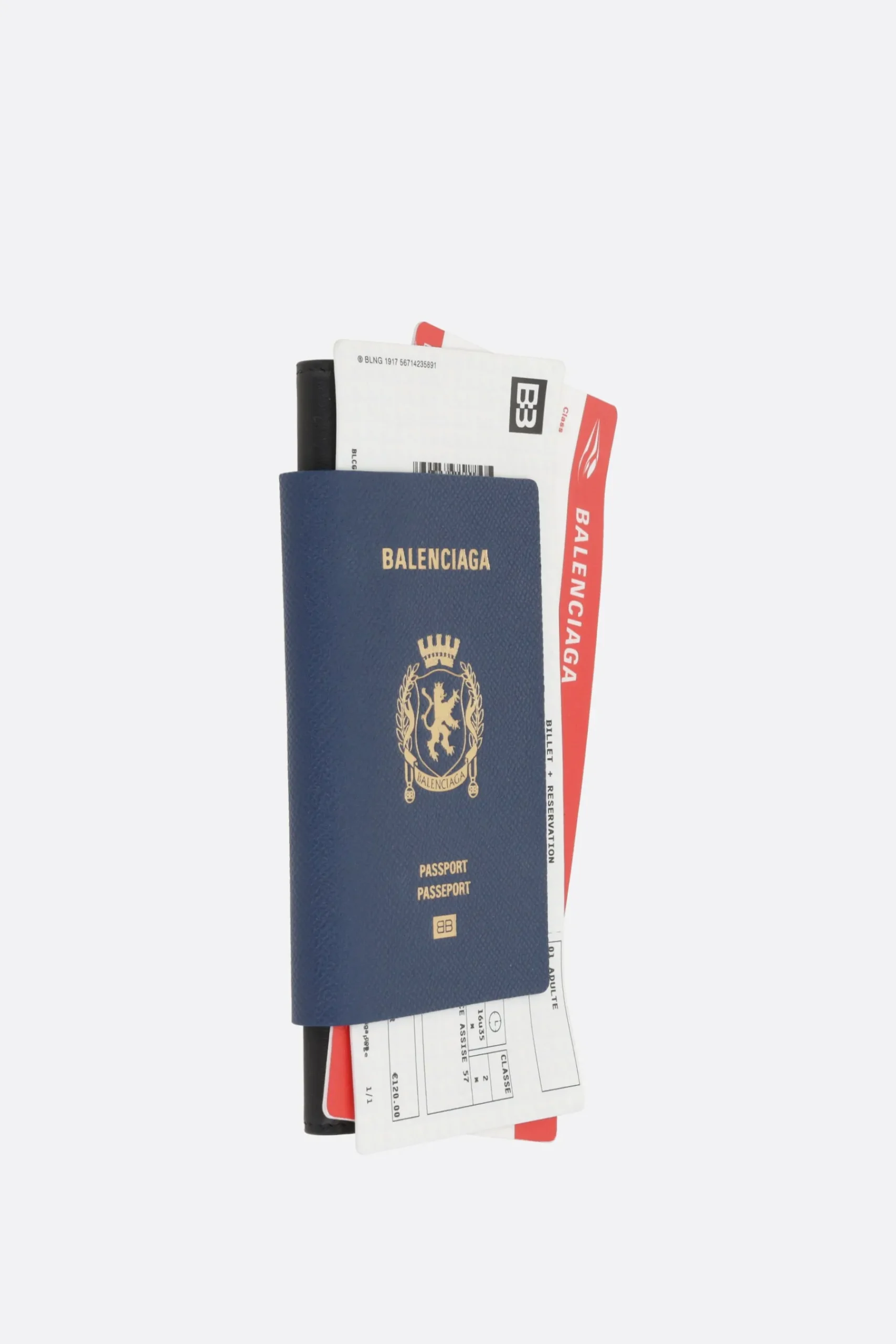 BALENCIAGA Passport textured and smooth leather wallet