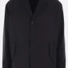 COMME DES GARÇONS HOMME pinstriped wool and technical cotton jacket