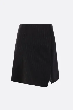 Women SACAI pinstriped wool asymmetric miniskirt