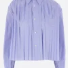 Women UNDERCOVER pleated crop shirt in Oxford cotton