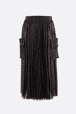 Women SACAI pleated satin and tweed wrap skirt