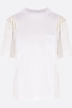Women SACAI poplin and jersey t-shirt