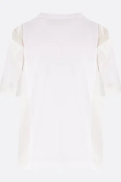 Women SACAI poplin and jersey t-shirt
