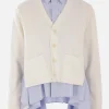 Women SACAI poplin shirt with overlay cardigan