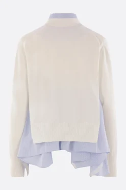 Women SACAI poplin shirt with overlay cardigan