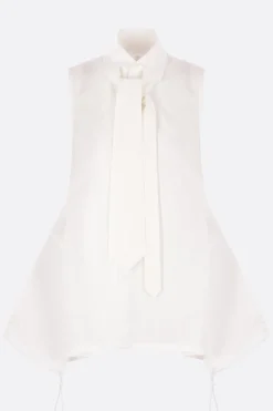 Women YOHJI YAMAMOTO poplin sleeveless tie shirt