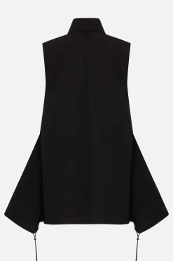 Women YOHJI YAMAMOTO poplin sleeveless tie shirt