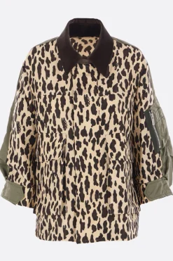Women SACAI printed canvas and nylon jacket