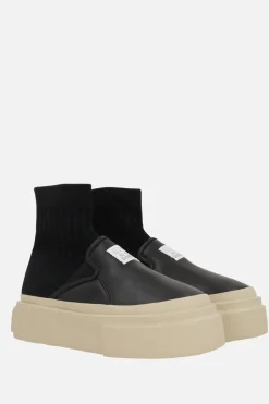 MM6 pull-on sneaker in leather and stretch knit