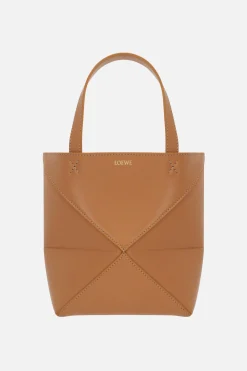 Women LOEWE Puzzle Fold mini smooth leather tote bag
