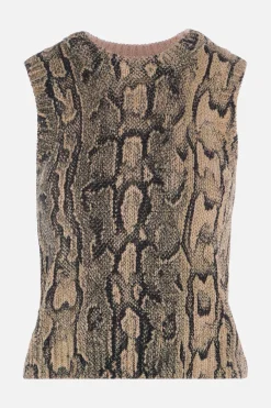 Women DRIES VAN NOTEN python print knit vest