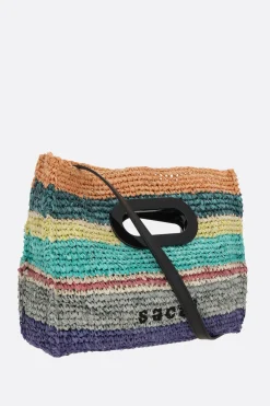 Women SACAI raffia small shopping bag