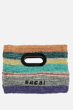 Women SACAI raffia small shopping bag