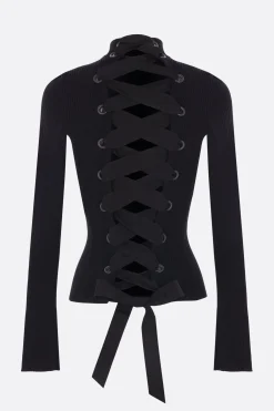Women BALENCIAGA rib knit turtleneck with ribbons