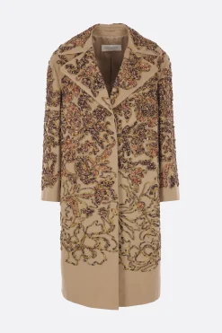 Women DRIES VAN NOTEN Ricca coat in embroidered gabardine