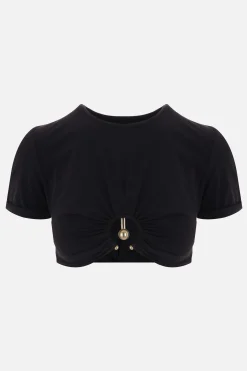 Women CHRISTOPHER ESBER Ruched Orbit lycra cropped top