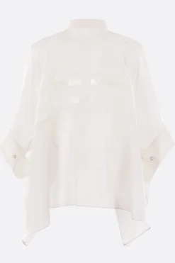 Women SACAI satin and denim oversized shirt