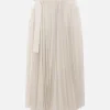 Women SACAI satin and denim pleated skirt