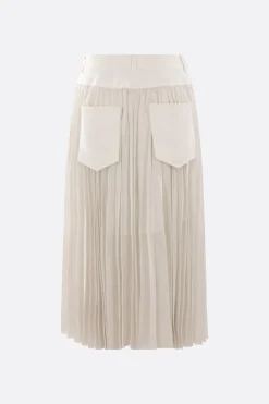 Women SACAI satin and denim pleated skirt