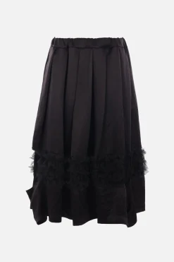 BLACK COMME des GARÇONS satin skirt with ruffles and cut-out details