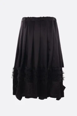 BLACK COMME des GARÇONS satin skirt with ruffles and cut-out details