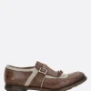 CHURCH'S Shanghai monk-strap shoes in vintage leather and canvas