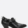 Women JUNYA WATANABE shiny leather western ankle boots with studs