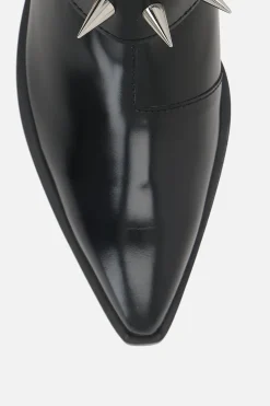 Women JUNYA WATANABE shiny leather western ankle boots with studs