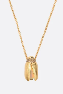 Women BIBI VAN DER VELDEN Short Solo Scarab Opal Fly Wings necklace