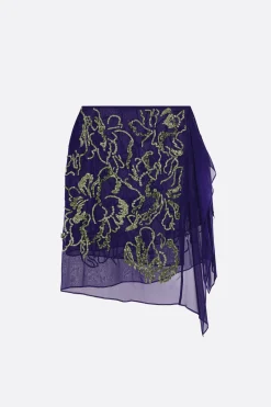 Women DRIES VAN NOTEN Sima midi skirt in chiffon with sequins