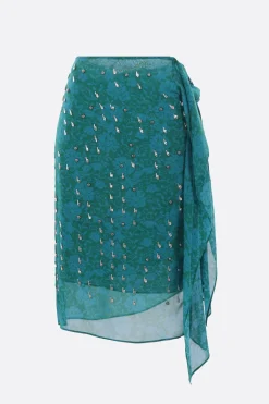 Women DRIES VAN NOTEN Sima midi skirt in embroidered georgette