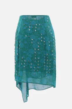 Women DRIES VAN NOTEN Sima midi skirt in embroidered georgette