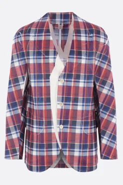 COMME DES GARÇONS SHIRT single-breasted jacket in check print twill