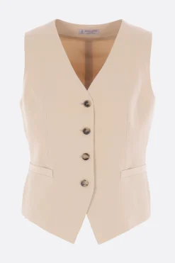 Women ALBERTO BIANI single-breasted vest in linen and viscose fabric