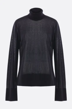 Women TOTEME slit sleeve turtleneck in lyocell and cashmere blend