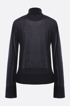 Women TOTEME slit sleeve turtleneck in lyocell and cashmere blend
