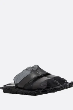 Women YOHJI YAMAMOTO smooth leather and mesh slide sandals