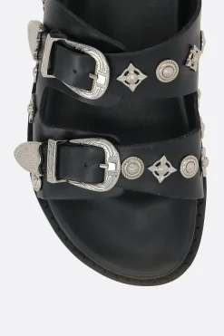 Women TOGA PULLA smooth leather flat sandals with studs