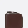 Women JIL SANDER smooth leather half-zip card case