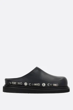 TOGA VIRILIS smooth leather mules with metal eyelets