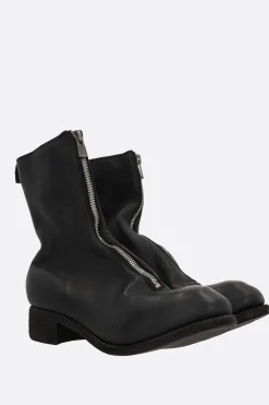 GUIDI soft grainy leather ankle boots
