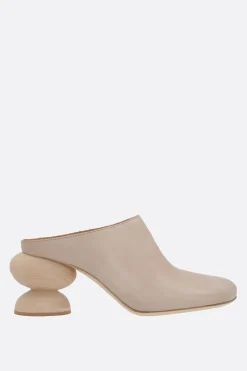 Women UMA WANG stone mule with double heel in smooth leather