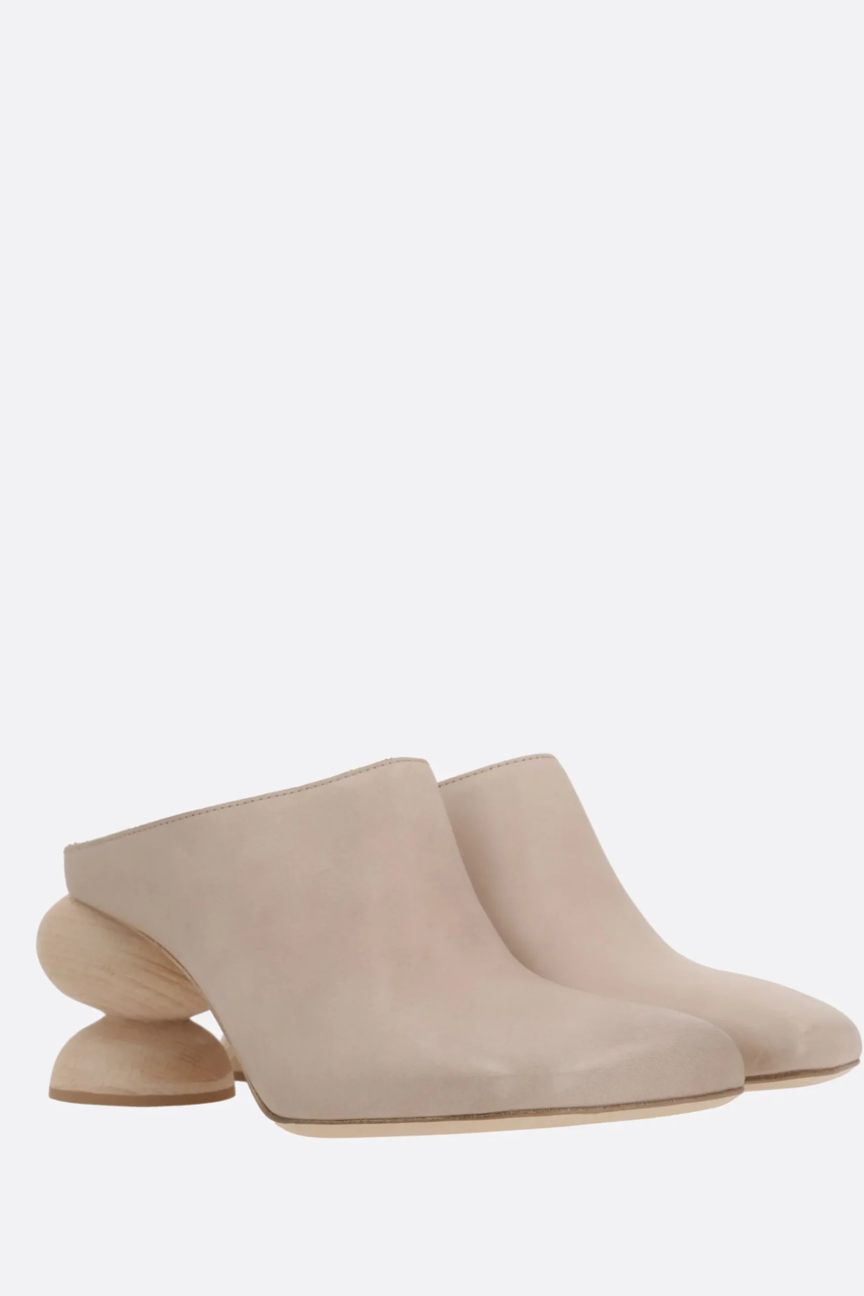 Women UMA WANG stone mule with double heel in smooth leather
