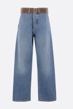 Women PLAN C straight-leg jeans in denim with belt